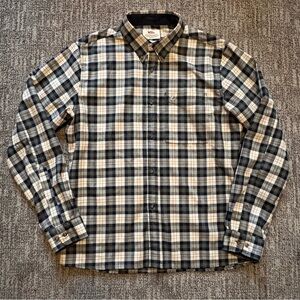Fjallraven men’s flannel button down shirt size XL Slim, blue & tan plaid